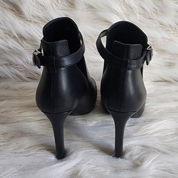 Michael Kors Lawson Booties High Heel Open Toe Black Leather - Picture 4 of 7